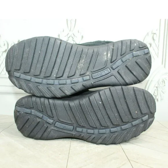 LL Bean Black Suede Pull On Side Zip Insulated Mid Calf Winter Boots Size 7 M - Picture 8 of 9